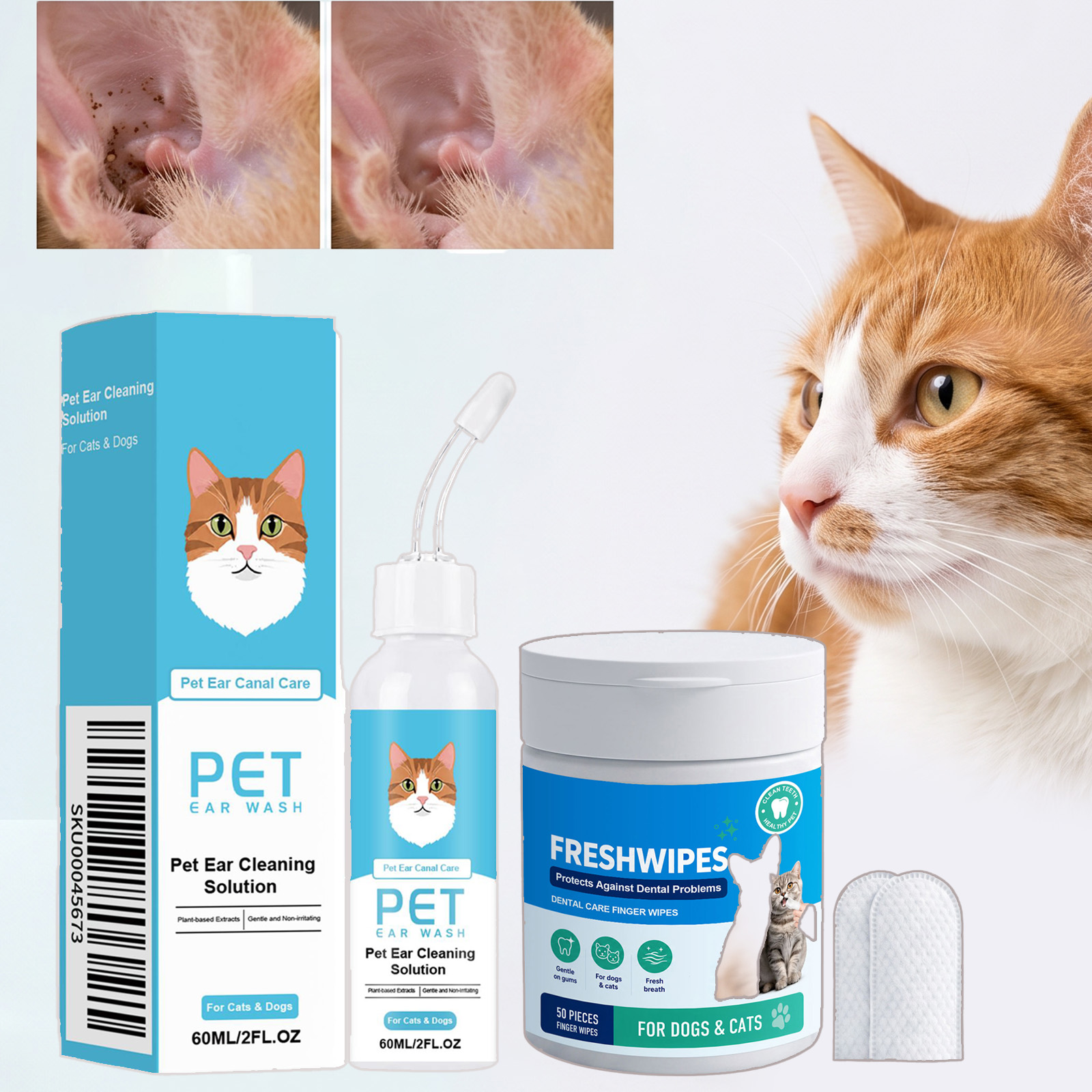 2PCS Pet Natural Ear Drops Dog - đánh giá và giá Pet Ear Cleaner