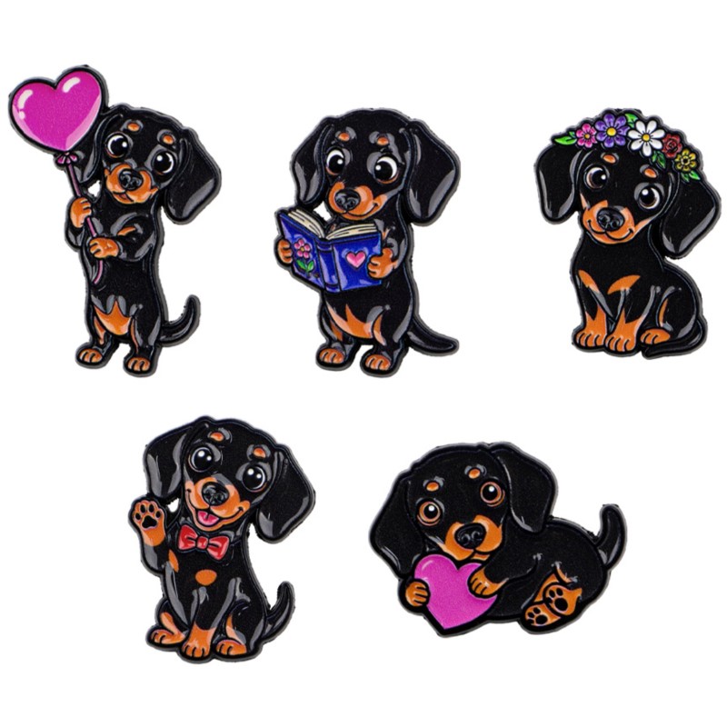 5pcs Cute Dachshund Enamel Pin - đánh giá và giá Pet Supplies Store
