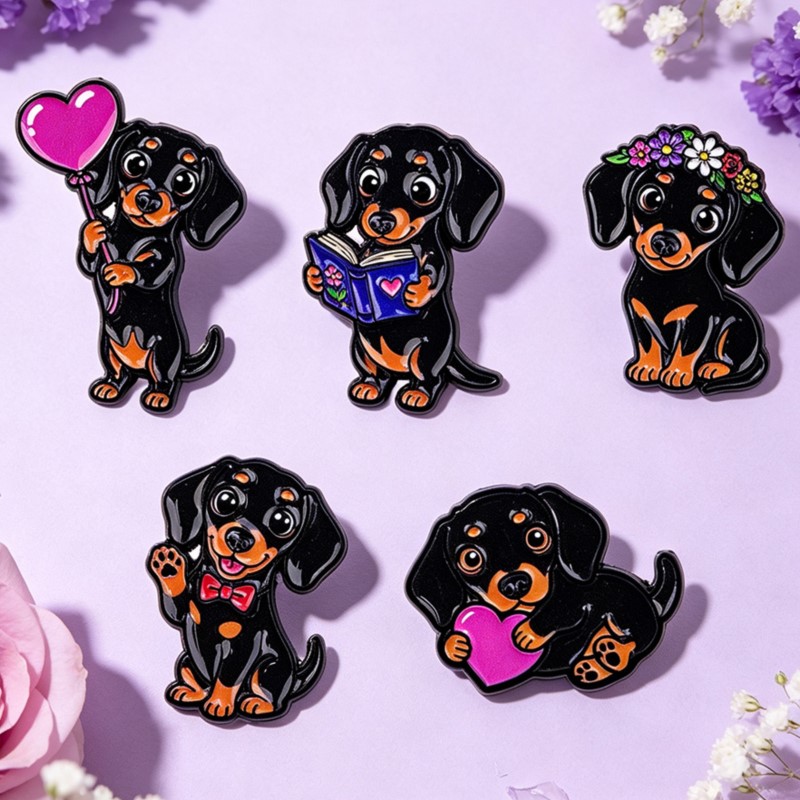 5pcs Cute Dachshund Enamel Pin - đánh giá và giá Pet Supplies Store